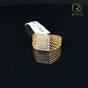 Luxury gold diamond <b>ring</b> <b>for</b> <b>men</b> with bold square design elegant statement jewelry perfect <b>for</b> weddings parties and gifts - Product Image 3