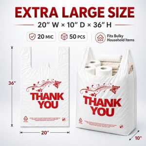Bolsas de Plástico Extra Grandes YoYoRain para Camisetas, 20x10x36, Resistentes, Blancas, para Compras Comerciales - Product Image 2