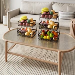 Fruit Storage Baskets 2 Tier And 3 Tier Metal Wire Kitchen Rack For Fruits Vegetables Standing Type Rectangle Shape - Product Image 3