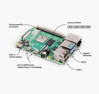 Kit de carte de développement Raspberry Pi 4 modèle B RAM 2GB 4GB 8GB plus rapide que 3B + (boîtier + ventilateur + dissipateur thermique + alimentation + micro câble)