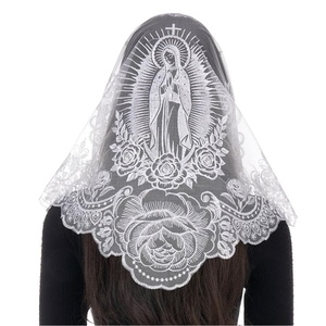 Nouvelle conception de voile catholique brodé, dentelle d'église, <span class=keywords><strong>mantille</strong></span> espagnole en dentelle - Product Image 1