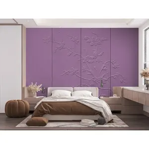 Leather embroidery stitching sewing leather wall panels for for living room JOB-002