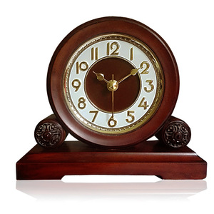 Solid Wood Grain Desk Clock Circular Silent Bedroom Table Clock T1024 - Product Image 1