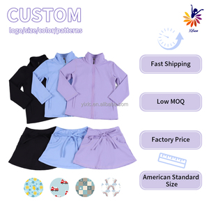 Kız Çocuk Yoga Seti Fermuarlı Ceket Fiyonklu Etek Şortlu İçlik Özel Logo Renkli Çocuk Spor Giysisi Dans Jimnastik İçin - Product Image 2