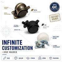 Roue pivotante noire de 30 mm en plastique moulé par injection avec frein, pour chaises, armoires, tables et meubles (ODM)
