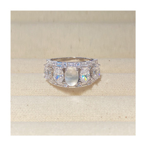 Bague en diamant micro-incrusté Vintage New Chinese Style Egg Noodles Inspiré <span class=keywords><strong>Frozen</strong></span> Jade Denier Shape Index Ring - Product Image 4