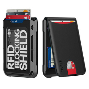 Nuovo <span class=keywords><strong>Portafoglio</strong></span> Sottile <span class=keywords><strong>Nero</strong></span> in Stile Retrò con Logo, Porta Carte di Credito Trendy Stile Business, Porta Carte Magnetico - Product Image 1