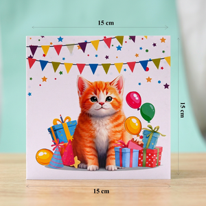 Carte pop-up 3D faite à la main, découpe de papier personnalisée, chaton de dessin animé, décoration de fête d'anniversaire, forme personnalisée, cadeau artisanal découpé - Product Image 5