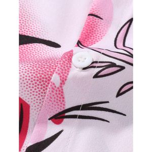 FOXA Conjunto de camisa con botones y pantalones cortos con cordón y estampado floral para hombre, talla grande, conjunto informal de verano - Product Image 4