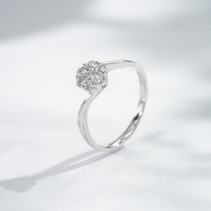 Starsgem 0.3ct 2,1mm redondo corte brillante laboratorio cultivado diamante 18K oro blanco Halo clásico Color D anillo de compromiso - Product Image 2