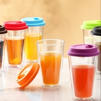 Tasse à café en verre borosilicate double paroi résistante à la chaleur de 12 oz/14 oz avec couvercle en silicone pour usage en restaurant, idéale pour le lait