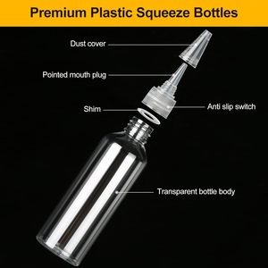 Environmental Friendly <b>Plastic</b> Squeeze Bottle Screw <b>Cap</b> Transparent Mouth Color Bottle for Emulsion Pigment PET Food Grade - Product Image 2