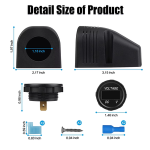 Probador de voltaje Digital a prueba de agua de 12V/24V CC, tipo de tienda, Panel redondo, pantalla LED, medidor de voltaje para coche - Product Image 3