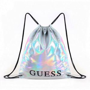 Fashion Dazzling Laser Silvery <b>String</b> <b>Bag</b> Travel Leisure Waterproof PU Drawstring Backpack with Custom Logo - Product Image 1