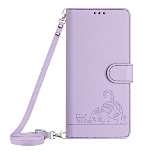 Lanière Photo cadre étui en cuir pochette pour <span class=keywords><strong>Moto</strong></span> G85/G24 4G/G04/E14, pour <span class=keywords><strong>Moto</strong></span> Edge 50 chat imprimé étui portefeuille avec corde - Product Image 4