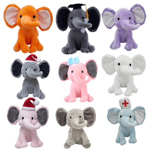 Peluche Éléphant en Peluche de 25 cm avec Remplissage 100% Coton PP Blanc pour Décorations de Fête de Diplôme Convivial pour les Enfants - Product Image 1