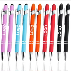 Promosyon Stylus dokunmatik 2 in 1 tükenmez kalemler Metal kauçuk özel Logo baskı lazer gravür ile reklam için sabit ofis hediye - Product Image 1