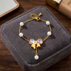 Conjunto de Joyería de Lujo para Mujer, Collar y Aretes con Lazo, Cristal y Diamantes de Imitación, Chapado en Plata, Diseño de Corazón, Elegante Regalo de Boda - Product Image 2