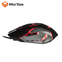 MEETION M915 Mouse Gaming, lampu latar LED hitam, optikal Usb untuk Gamer