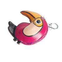 Porte-clés Toucan en Cuir Véritable Fait Main, Peint à la Main, Oiseau Tropical 3D en Carton, Cadeau Promotionnel, Vente en Gros