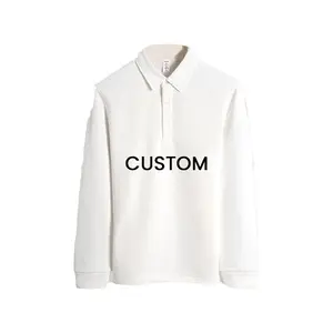 OEMメンズ長袖ポロシャツユニフォームファッションカラーリブコットンマイクロファイバーカスタマイズ可能な色とロゴ