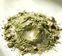 Poudre de Pigment Aluminium Holographique Fin Arc-en-ciel Vert Olive Scintillant, Taille de Particules 5-100µm, Certifiée Acier Inoxydable
