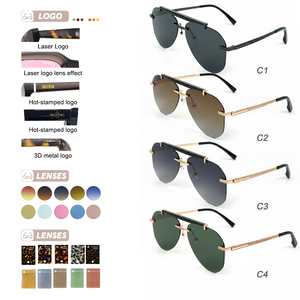 TAC 偏光 UV400 无框飞行员太阳镜 玫瑰金金属框 带定制徽标 男女通用 驾驶用批发 - Product Image 5