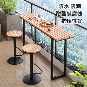 Set da Pranzo Alto da <span class=keywords><strong>Esterno</strong></span>/Interno con Tavoli e Sedie, Stile Trendy <span class=keywords><strong>per</strong></span> Bar e Caffetterie, Montaggio <span class=keywords><strong>a</strong></span> Parete, in Metallo Anticorrosione e Impermeabile - Product Image 1