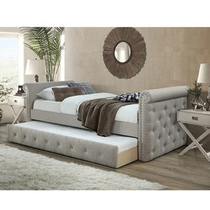 Meubles de chambre à coucher, ensemble de chambre à coucher, lit de repos de luxe, salon, lit king-size en <span class=keywords><strong>velours</strong></span> beige, cadre de lit, lit de repos en <span class=keywords><strong>velours</strong></span> capitonné de luxe - Product Image 3