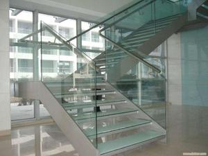 Thẳng thép hiện đại nổi cầu thang prefab an toàn Tempered Glass cầu thang trong nhà - Product Image 4