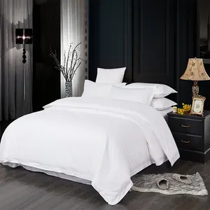 Đôi kích thước khách sạn tấm ga trải giường 60% bông 40% polyester 200tc Trắng tấm phẳng Quilt Cover 400TC 500tc chủ đề đếm