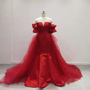 Sayabridal blusher fishtail gown Modern Design Mermaid Tail Bridal Skirt Breathable Bow Satin Wedding Dress