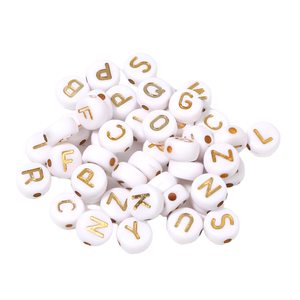 Cuentas Acrílicas 4*7 para Manualidades, Accesorios de Joyería, Base Blanca, Letras Doradas Planas, 26 Letras Inglesas, Cuentas de Plástico Lucite - Product Image 4