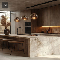 Cuisine de luxe sur mesure XINGRUO avec îlot et plan de travail en marbre, prix d'usine, conception gratuite