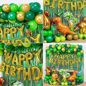 Decoraciones de fiesta de cumpleaños con temática de dinosaurio, conjuntos de globos coloridos para niños