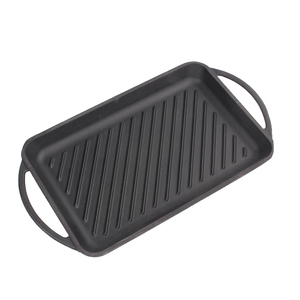 Plaque de cuisson en fonte pré-culottée antiadhésive à double poignée pour grillades en camping en plein air - Product Image 3