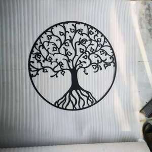 Arte de pared metálico, árbol de la vida, decoración circular grabada a mano para la sala de estar - Product Image 3