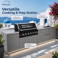 Meuble de Cuisine Extérieure Modulaire Haute Qualité, Designs Modernes, Mobilier de Barbecue Extérieur