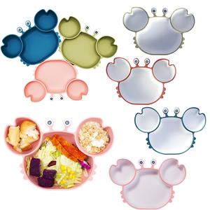 Piatto antiscivolo in Silicone per uso alimentare piatto diviso Design stoviglie piatto in Silicone per bambini piatto infrangibile in Silicone per aspirazione - Product Image 1