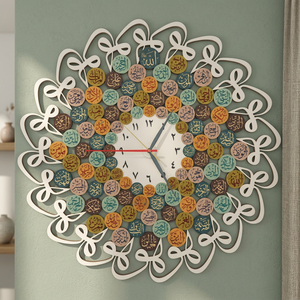Horloge murale ronde bohème, motif géométrique abstrait, analogique, quartz, silencieuse, décoration de salon - Product Image 6