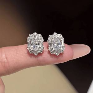 High Quality Luxury Moissanite <b>Stud</b> <b>Earrings</b> For Women Classic Solitaire Style Fine Jewelry For Gift And Daily Wear - Product Image 1