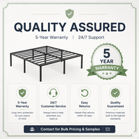 Queen-Size-Metallplattform-Bettgestell mit Stauraum unter dem Bett, hoher Bodenfreiheit, kein Boxspringbett erforderlich, Schwarz