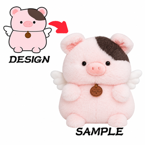 Morbido, Adorabile, Rotondo e Soffice Peluche a Forma di Angelo con Macchie Bianche e Nere. Coperta Confortevole Realizzata in Fibra di Poliestere. - Product Image 1