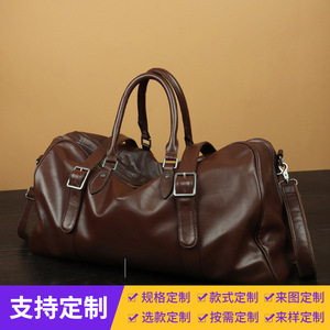 Genuine <b>Leather</b> Men's Travel Duffel <b>Bag</b> 30-40L Large Capacity <b>Soft</b> Handle Cowhide Fitness <b>Bag</b> Leisure Travel Tote <b>Bag</b> - Product Image 5