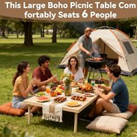 Table de pique-nique portable en bois pour l'extérieur, idéale pour s'asseoir au sol, plage, camping, barbecue, jardin, 60x30 pouces