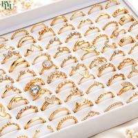 Bagues personnalisées en acier inoxydable pour femmes, ton or, empilables, avec cristaux, bande ouverte, motifs floraux et géométriques, collection de bijoux variés