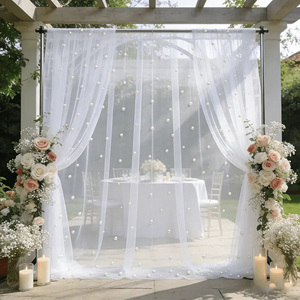 Sfondo Rettangolare <span class=keywords><strong>YR</strong></span> in Chiffon di Lusso con Decorazioni di Perle per Matrimoni e Compleanni, Riutilizzabile e Resistente per Esterni - Product Image 3