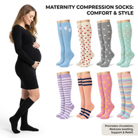 Chaussettes de compression de grossesse en gros, hauteur genou, motifs mignons, pour soulager les gonflements et les œdèmes, et offrir un soutien optimal.