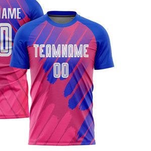 Camiseta de Fútbol Rosa y Azul de Manga Corta, Ligera, Transpirable y de Secado Rápido, Uniforme Deportivo para Entrenamiento y Partidos - Product Image 2