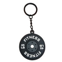 Porte-clés en PVC souple, mini-plateau de musculation, haltère, pendentif kettlebell, souvenir de gym, breloque de sac, cadeau sportif, vente en gros